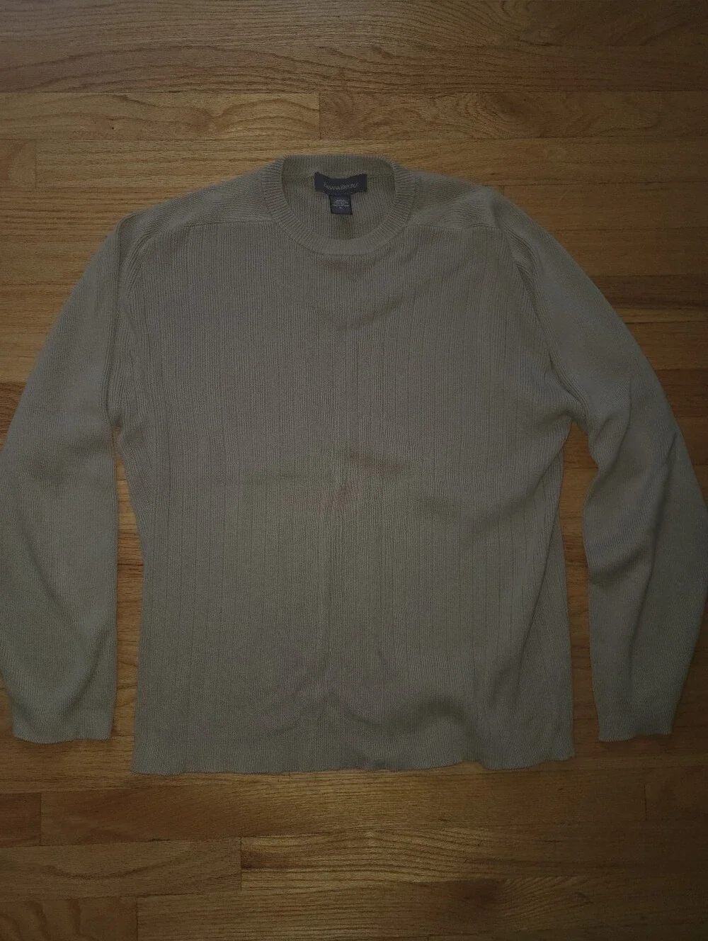 Banana Republic Men's Cream Ribbed Crewneck Sweater